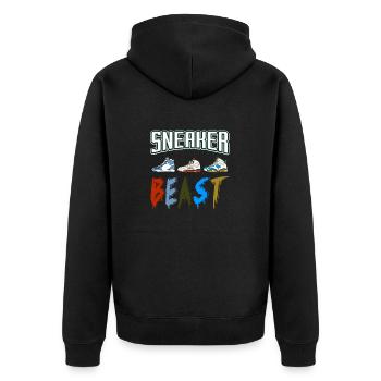 Sneaker Beast Retro Funny Sneaker Head T-Shirt - Unisex Premium Organic Zip Hoodie - black - Back - Nico (187cm)