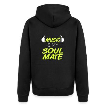 Music Is My Soulmate Retro Music Lover Designs - Unisex Premium Bio Zip Hoodie - Schwarz - Hinten - Nico (187cm)