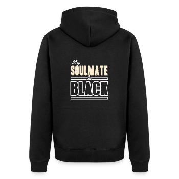 My Soulmate Is Black Cool Retro Soulmate Designs - Unisex Premium Organic Zip Hoodie - black - Back - Nico (187cm)