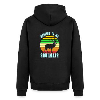 Hunting Is My Soulmate Retro Hunter Designs - Unisex Premium Bio Zip Hoodie - Schwarz - Hinten - Nico (187cm)