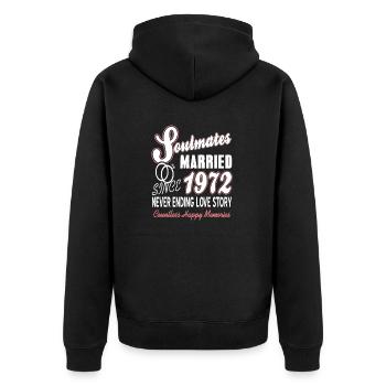 Soulmates Married Since 1972 Countless Memories - Unisex Premium Bio Zip Hoodie - Schwarz - Hinten - Nico (187cm)