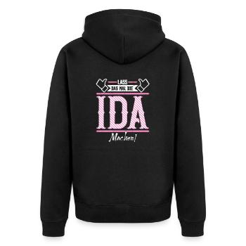 Ida Geschenkidee Geschenk Geburtstag - Unisex Premium Bio Zip Hoodie - Schwarz - Hinten - Nico (187cm)