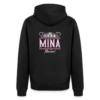 Mina Geschenkidee Geschenk Geburtstag - Unisex Premium Bio Zip Hoodie - Schwarz - Hinten - Nico (187cm)