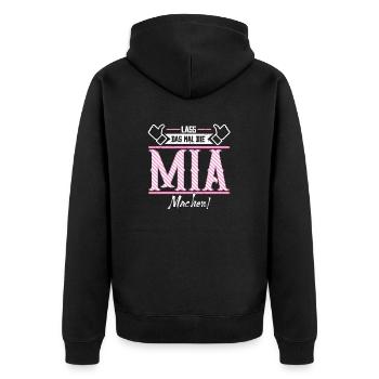 Mia Geschenkidee Geschenk Geburtstag - Unisex Premium Bio Zip Hoodie - Schwarz - Hinten - Nico (187cm)
