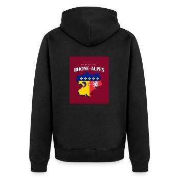 Fier de mes Racines Rhône-Alpes Rouge - Veste à capuche bio Premium Unisexe - noir - Dos - Nico (187cm)