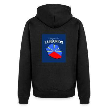 Fier de mes Racines La Réunion Bleu - Veste à capuche bio Premium Unisexe - noir - Dos - Nico (187cm)