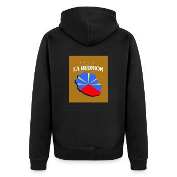 Fier de mes Racines La Réunion Or - Veste à capuche bio Premium Unisexe - noir - Dos - Nico (187cm)