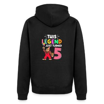 Bigfoot Party Supplies This Legend Just Turned 5 - Unisex Premium Organic Zip Hoodie - black - Back - Nico (187cm)