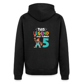Bigfoot Party Supplies This Legend Just Turned 5 - Unisex Premium Organic Zip Hoodie - black - Back - Nico (187cm)