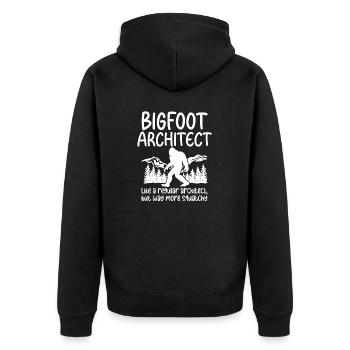 Bigfoot Partybedarf Bigfoot Architekt - Unisex Premium Bio Zip Hoodie - Schwarz - Hinten - Nico (187cm)