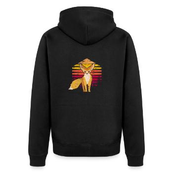 Retro Vintage Fennec Fox Cute Foxes Kawaii Fennec - Unisex Premium Organic Zip Hoodie - black - Back - Nico (187cm)