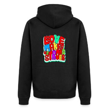 L’amour nous rend plus forts - Veste à capuche bio Premium Unisexe - noir - Dos - Nico (187cm)