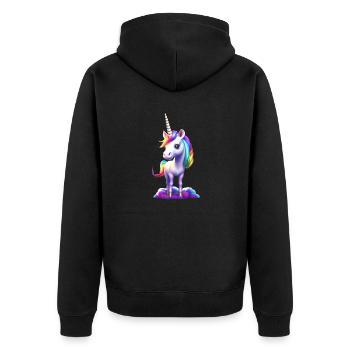 Süßes kleines Einhorn ist auf der Suche nach dir - Unisex Premium Bio Zip Hoodie - Schwarz - Hinten - Nico (187cm)