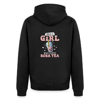 Juste une fille qui aime Boba Tea Kawaii Style Bubble - Veste à capuche bio Premium Unisexe - noir - Dos - Nico (187cm)