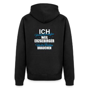 Erzgebirge Helden Geschenk Weihnachten - Unisex Premium Bio Zip Hoodie - Schwarz - Hinten - Nico (187cm)