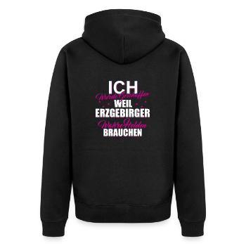 Erzgebirge Helden Geschenk Weihnachten - Unisex Premium Bio Zip Hoodie - Schwarz - Hinten - Nico (187cm)