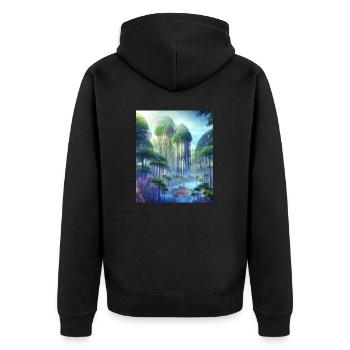 Forêt magique de conte de fées du futur - Veste à capuche bio Premium Unisexe - noir - Dos - Nico (187cm)