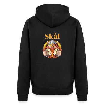 Bier in schwedischem und norwegischem Skål T-Shirt - Unisex Premium Bio Zip Hoodie - Schwarz - Hinten - Nico (187cm)