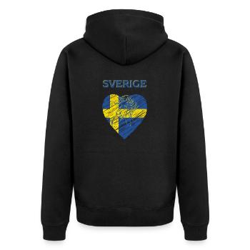 Sverige Schweden schwedische Dala Pferd Dalapferd - Unisex Premium Bio Zip Hoodie - Schwarz - Hinten - Nico (187cm)