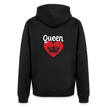 Reine Rouge Coeur Couronne Silhouette Couples Homme - Veste à capuche bio Premium Unisexe - noir - Dos - Nico (187cm)