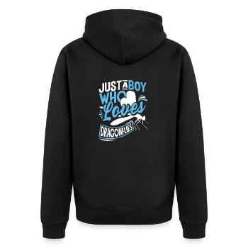 Libelle Libelle Nur ein Junge, der liebt - Unisex Premium Bio Zip Hoodie - Schwarz - Hinten - Nico (187cm)