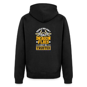 Libelle Libelle Libellen Entomologie Lustig - Unisex Premium Bio Zip Hoodie - Schwarz - Hinten - Nico (187cm)