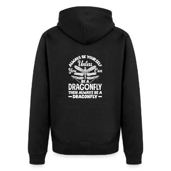 Libelle Libellen Libellen Insekten - Unisex Premium Bio Zip Hoodie - Schwarz - Hinten - Nico (187cm)