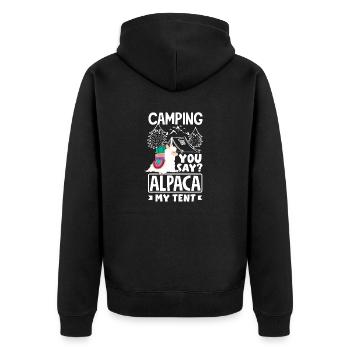 Alpagas Mammifères LLamas Camping Alpaga Ma tente - Veste à capuche bio Premium Unisexe - noir - Dos - Nico (187cm)