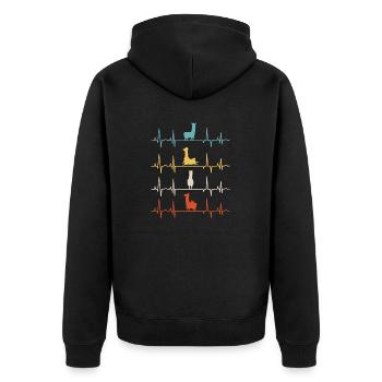 Alpacas Mammals LLamas Alpaca Heartbeat - Unisex Premium Organic Zip Hoodie - black - Back - Nico (187cm)