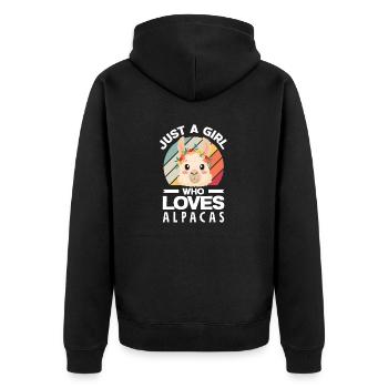 Alpagas Mammifères LLamas Alpaga Juste une fille qui - Veste à capuche bio Premium Unisexe - noir - Dos - Nico (187cm)