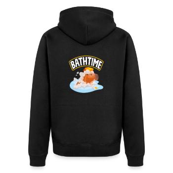Capybara Nagetier Badezeit Lustig - Unisex Premium Bio Zip Hoodie - Schwarz - Hinten - Nico (187cm)