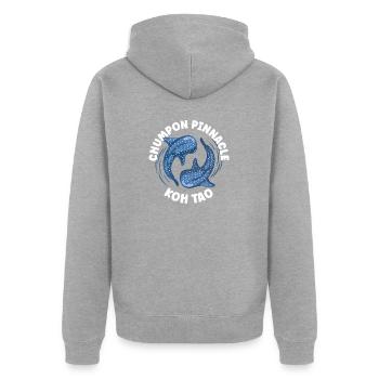 Walhai - Chumpon Pinnacle - Koh Tao - Tauchen - Unisex Premium Bio Zip Hoodie - Grau meliert - Hinten - Nico (187cm)
