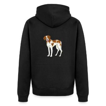 French Brittany Spaniel Epagneul Breton Geschenk - Unisex Premium Bio Zip Hoodie - Schwarz - Hinten - Nico (187cm)