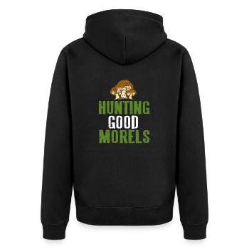 Hunting Good Morels Retro Funny Mushroom Hunting - Unisex Premium Organic Zip Hoodie - black - Back - Nico (187cm)