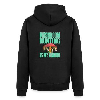 Mushroom Hunting Is My Cardio Retro Funny Mycology - Unisex Premium Organic Zip Hoodie - black - Back - Nico (187cm)