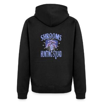 Shrooms Hunting Squad Retro Mushroom Hunting - Unisex Premium Organic Zip Hoodie - black - Back - Nico (187cm)