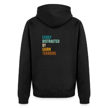 Easily Distracted By Cairn Terriers - Unisex Premium Organic Zip Hoodie - black - Back - Nico (187cm)