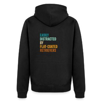 Easily Distracted By Flat-Coated Retrievers - Unisex Premium Organic Zip Hoodie - black - Back - Nico (187cm)