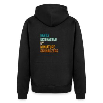Easily Distracted By Miniature Schnauzers - Unisex Premium Organic Zip Hoodie - black - Back - Nico (187cm)