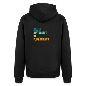 Easily Distracted By Pomeranians - Unisex Premium Organic Zip Hoodie - black - Back - Nico (187cm)