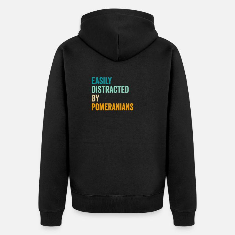 Facilement distrait par les Poméraniens - Veste à capuche bio Premium Unisexe - noir