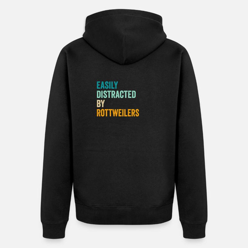 Facilement distrait par les rottweilers - Veste à capuche bio Premium Unisexe - noir