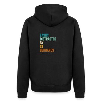 Easily Distracted By St Bernards - Unisex Premium Organic Zip Hoodie - black - Back - Nico (187cm)