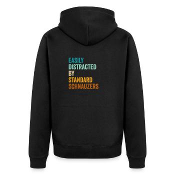 Easily Distracted By Standard Schnauzers - Unisex Premium Organic Zip Hoodie - black - Back - Nico (187cm)