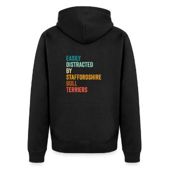 Easily Distracted By Staffordshire Bull Terriers - Unisex Premium Organic Zip Hoodie - black - Back - Nico (187cm)