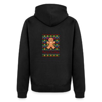 Ugly Xmas Sweater Merry Christmas Santa Witzig - Unisex Premium Bio Zip Hoodie - Schwarz - Hinten - Nico (187cm)
