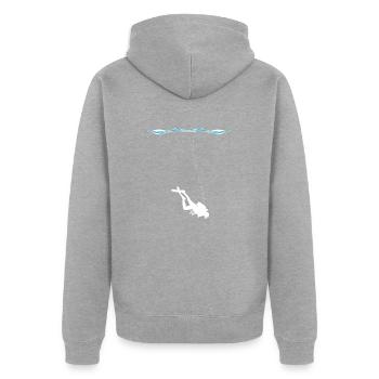 Scuba Taucher unter Wasser mit Luftblasen - Unisex Premium Bio Zip Hoodie - Grau meliert - Hinten - Nico (187cm)