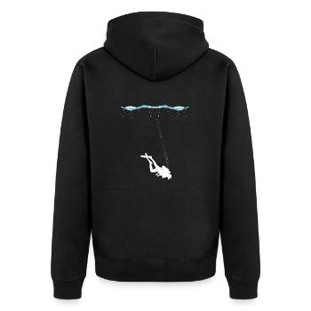 Scuba Taucher unter Wasser mit Luftblasen - Unisex Premium Bio Zip Hoodie - Schwarz - Hinten - Nico (187cm)