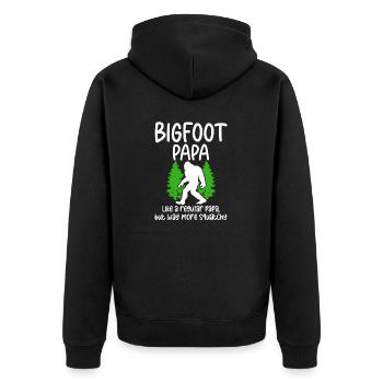 Bigfoot Partybedarf Bigfoot Papa - Unisex Premium Bio Zip Hoodie - Schwarz - Hinten - Nico (187cm)