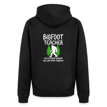 Bigfoot Partybedarf Bigfoot Lehrer - Unisex Premium Bio Zip Hoodie - Schwarz - Hinten - Nico (187cm)